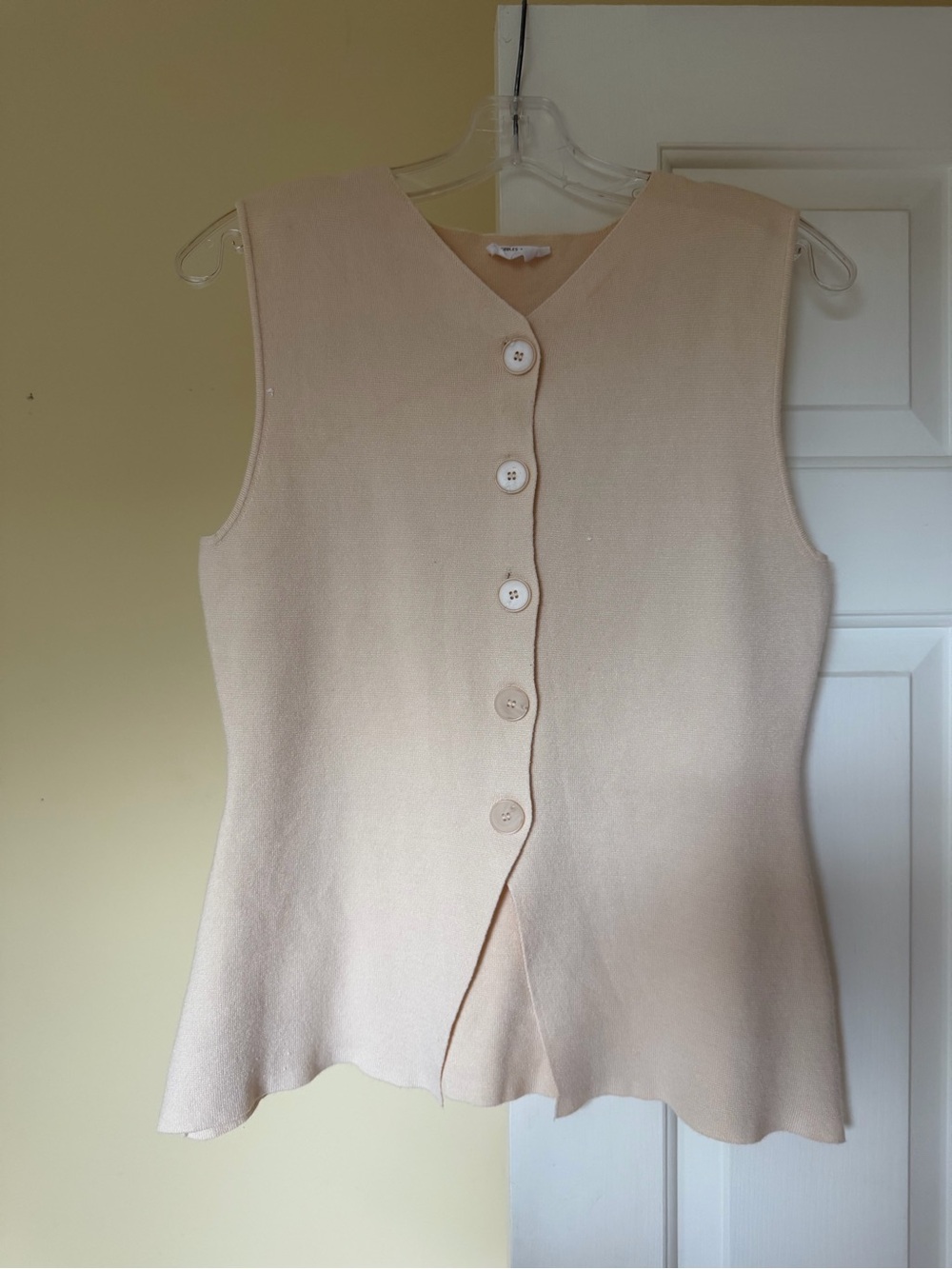 Sleeveless Cream Button-Front Knit Tank